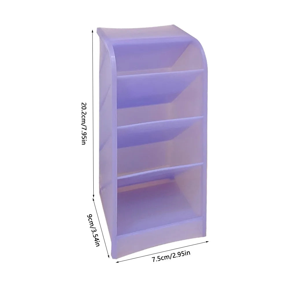 Desk Organizer Storage Box large diagonal inser purple with dimensions perspective view