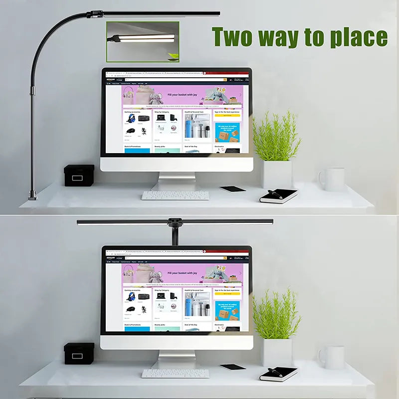 LAOPAO Double Head LED Screen/Desk lamp used 2 different ways in a desk setup