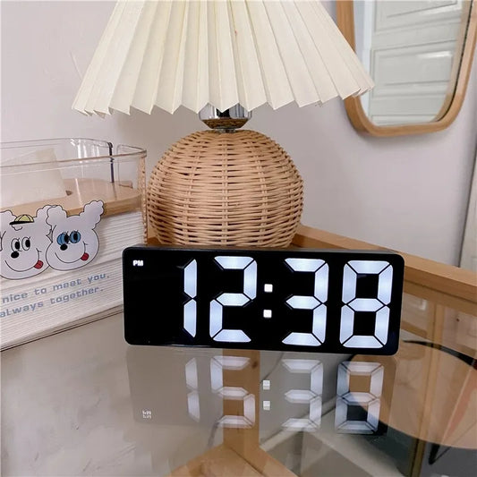 LED Desktop Clock on Glass table