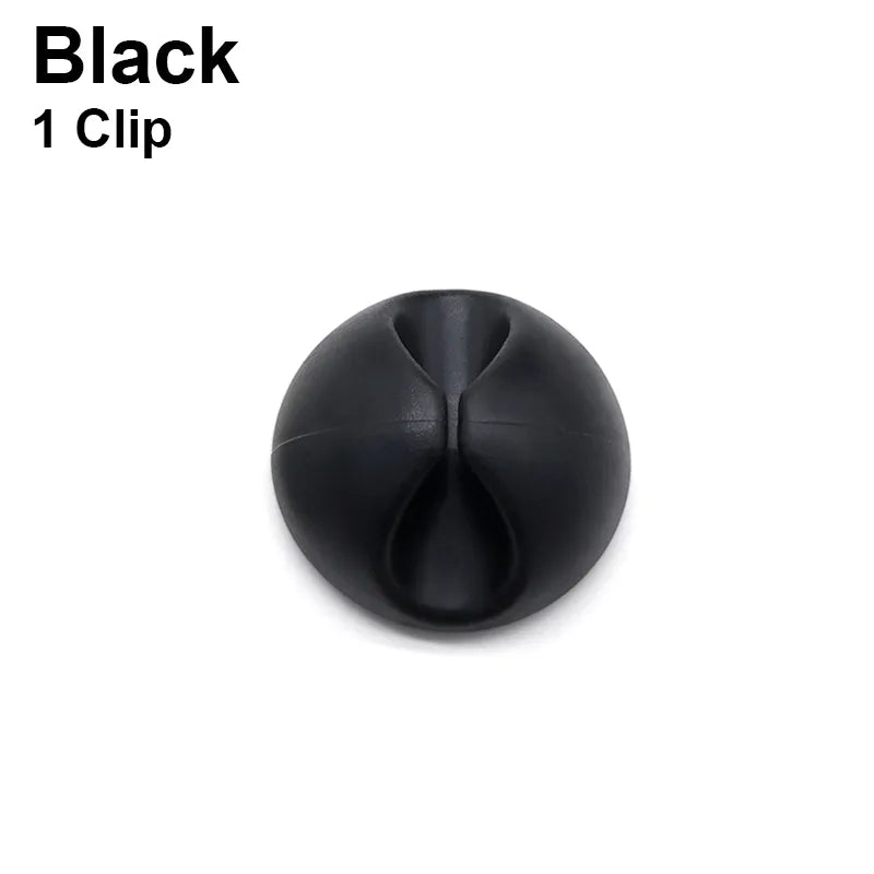 Round Design Silicone USB Cable Organizer black single
