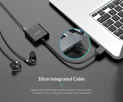 ORICO SC2 External USB Sound Card No Volume control variation with USB port connected to laptop and ear buds