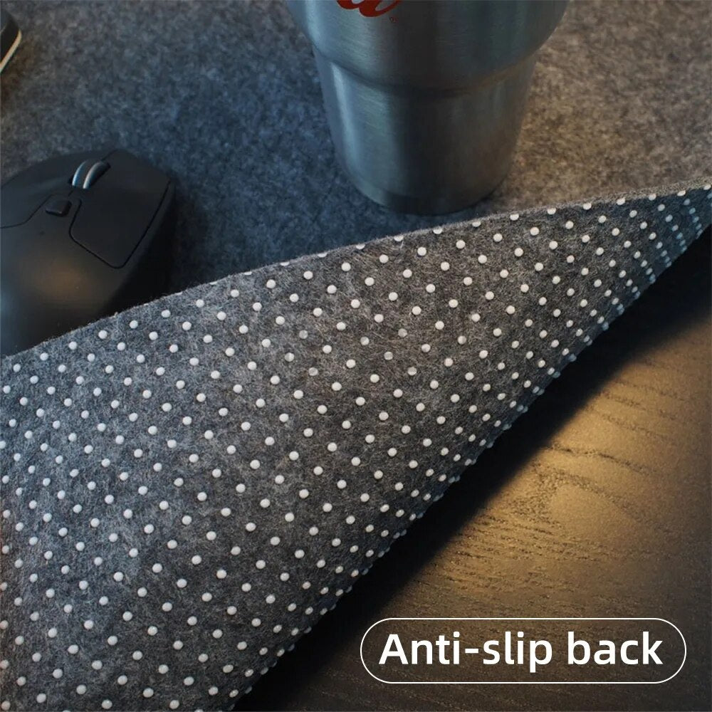 Large Wool Felt Desk / Mouse Pad non slip backing, close up