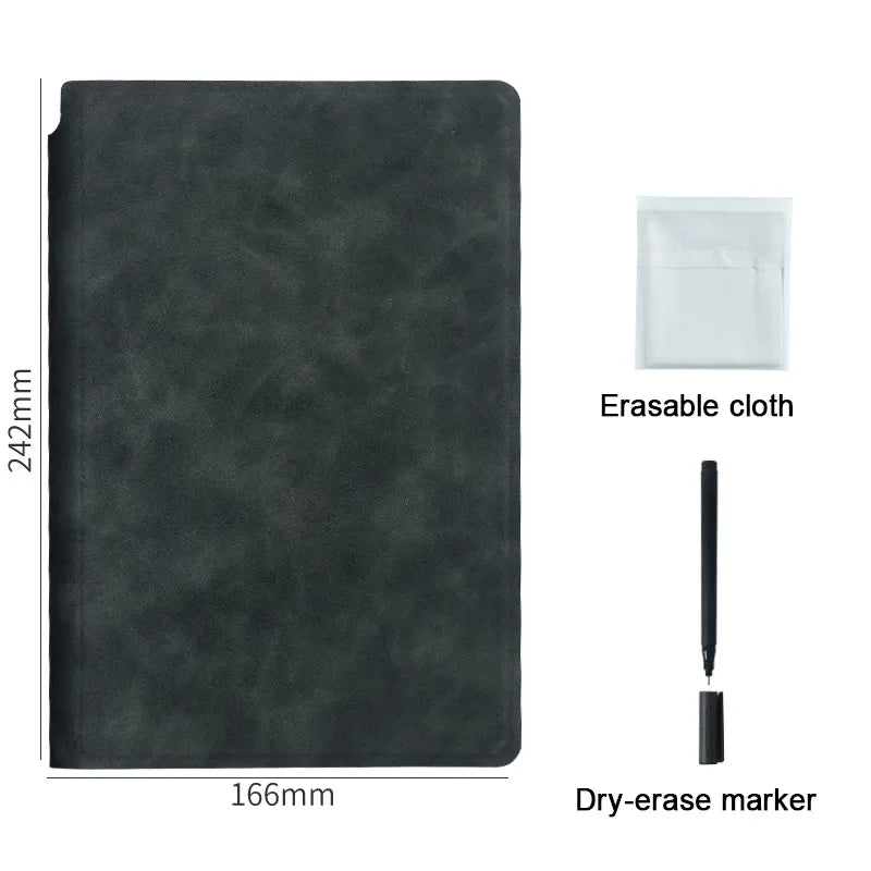 A5 Whiteboard Leather Notebook Charcoal, Top view