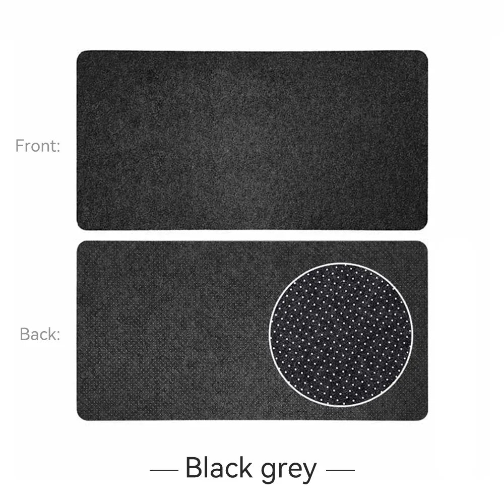 Large Wool Felt Desk / Mouse Pad in black grey, top and bottom view