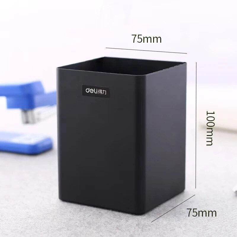 Deli Mesh Desk Organizer small square plastic basket with dimensions and details, side perspective view