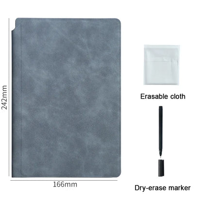 A5 Whiteboard Leather Notebook Grey, Top view