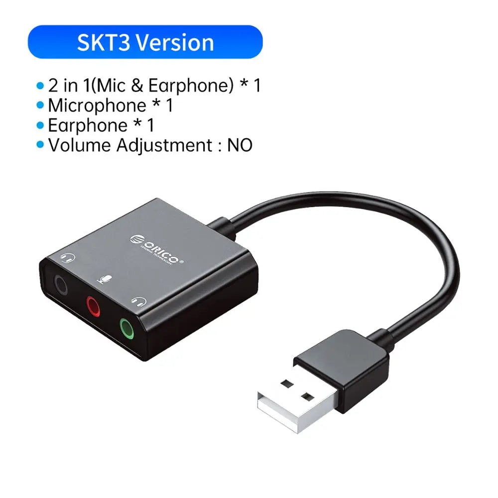 ORICO SC2 External USB Sound Card No Volume control variation with USB port SKT3