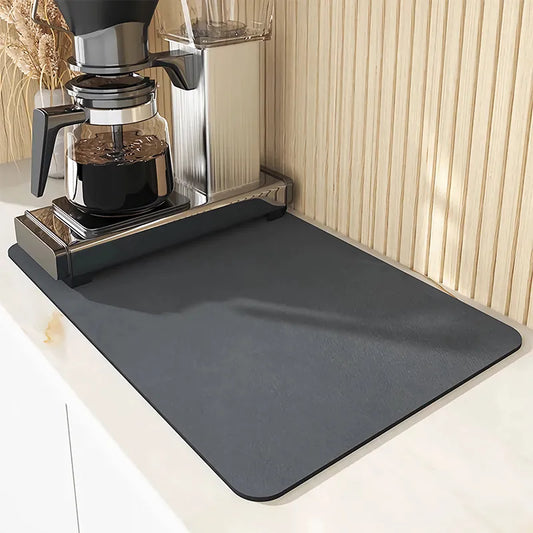 Anti-slip - Quick Drying table / Desk Pad used with a coffee machine