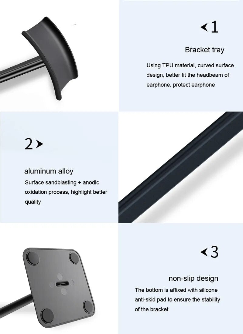Alloy Aluminium Desktop Headset Stand and its features
