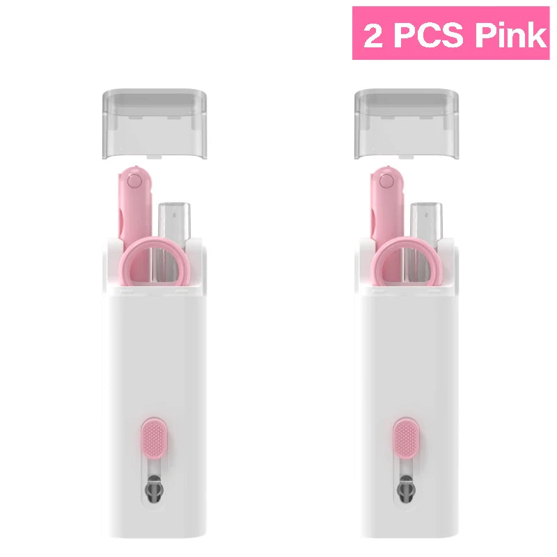 7 in 1 Cleaner Brush Kit,  2 Piece top view Pink
