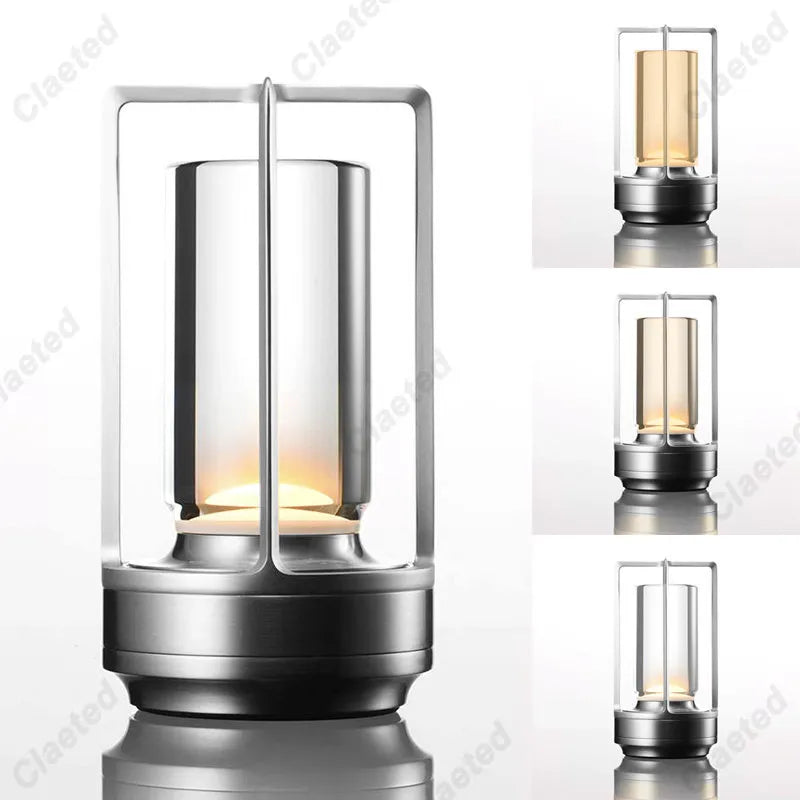LED Cordless Metal Desk Lamp Silver with RGB light colours