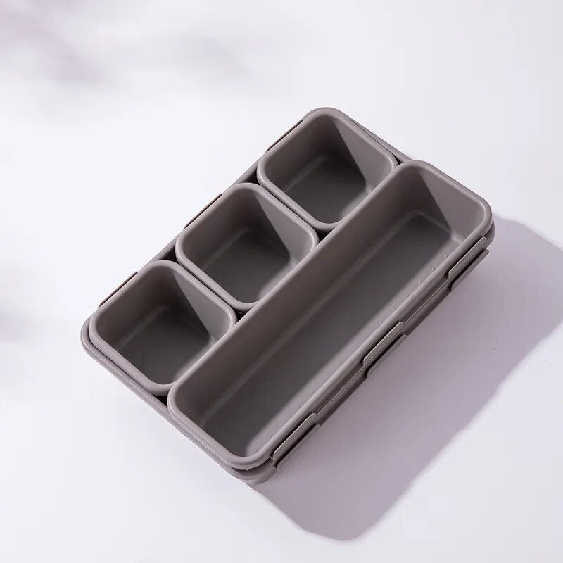 Light Grey 8PCS Combination Drawer Storage Boxes Stacked, top view