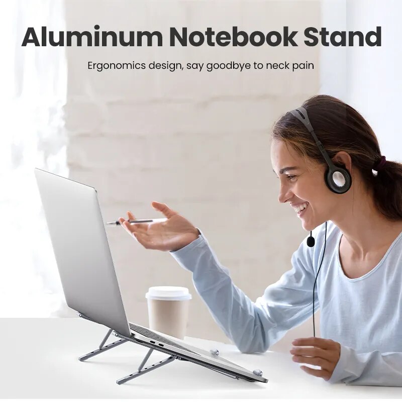 UGREEN Laptop Stand used by women with a laptop