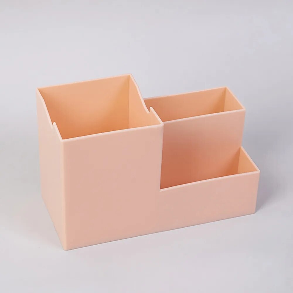 desk Organizer Storage Box cream colour rectanguar set, front view