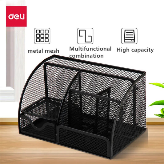 Deli Mesh Desk Organizer shown with features listed. perspective view