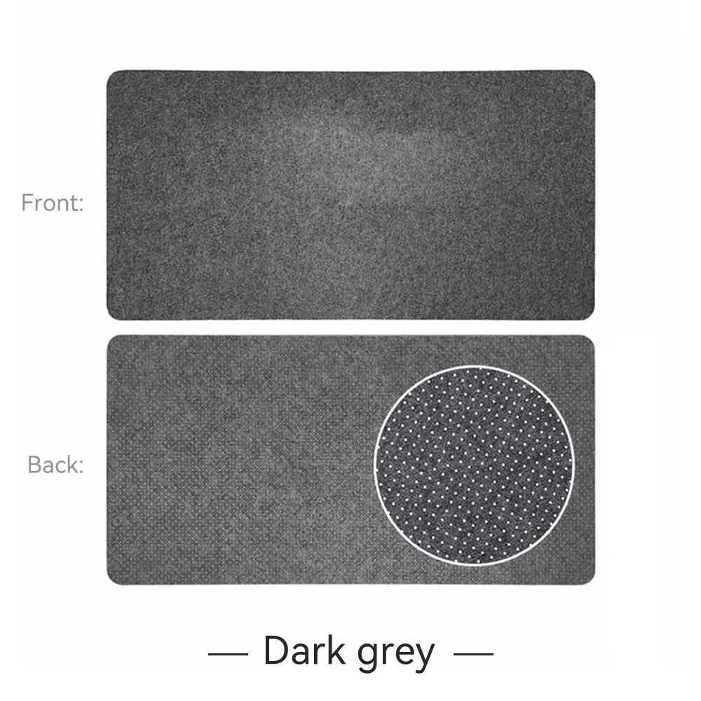 Large Wool Felt Desk / Mouse Pad in dark grey, top and bottom view