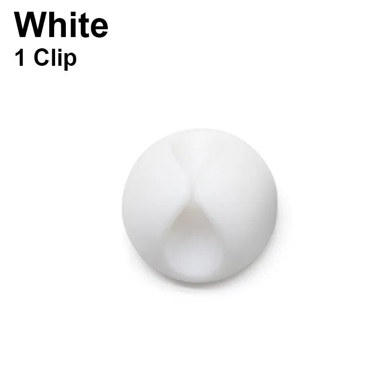 Round Design Silicone USB Cable Organizer white single