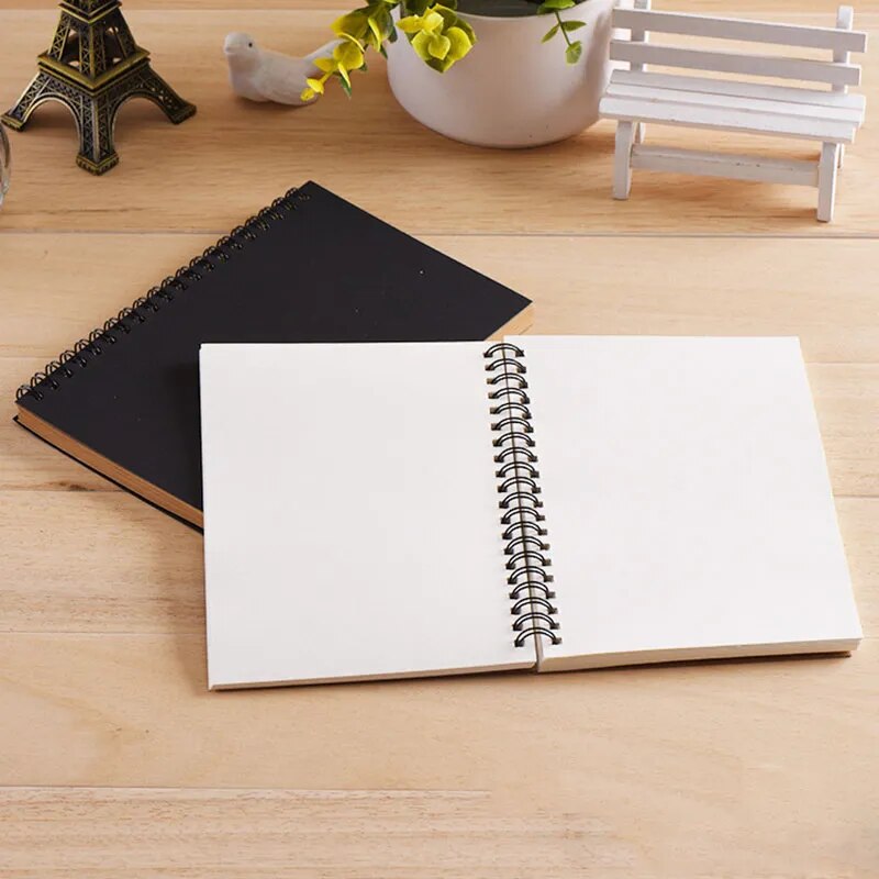 Notebook - Sketchbook - Blank page Black and brown opened