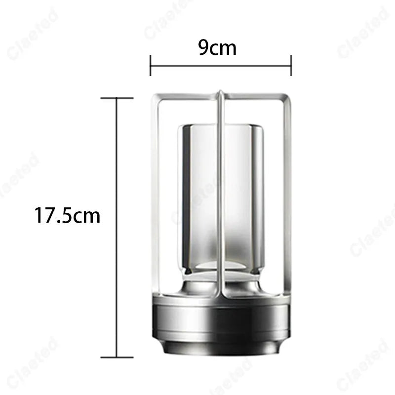 LED Cordless Metal Desk Lamp Silver with Dimensions