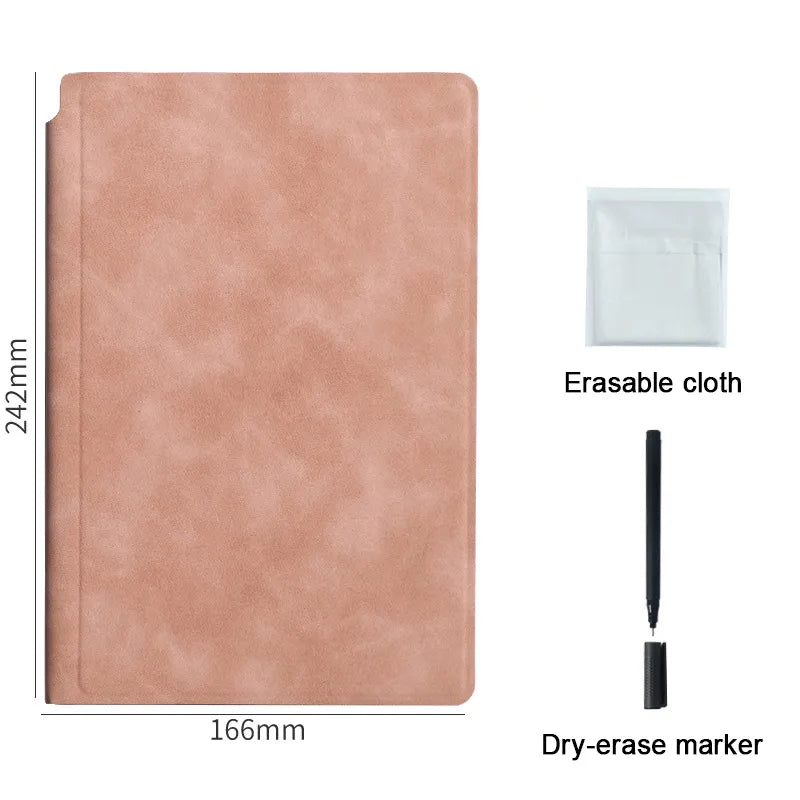 A5 Whiteboard Leather Notebook Beige, Top view