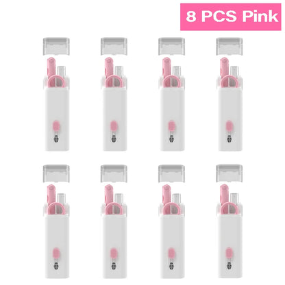 7 in 1 Cleaner Brush Kit,  8 Piece top view Pink