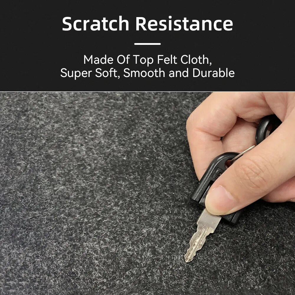 Large Wool Felt Desk / Mouse Pad with a car key to show that it is scratch resistant