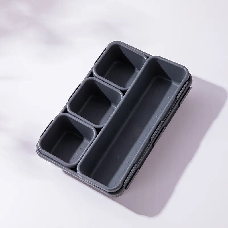 Dark grey 8PCS Combination Drawer Storage Boxes stacked , top view