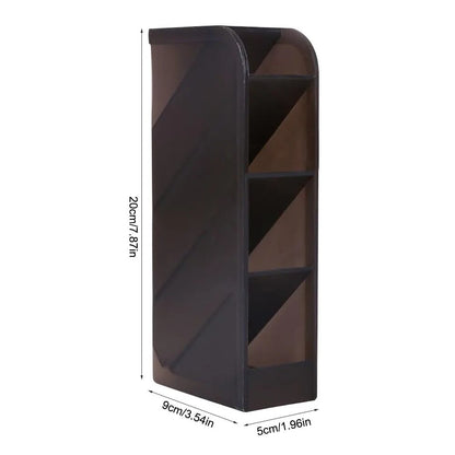 Desk Organizer Storage Box small diagonal insert smokey with dimensions perspective view