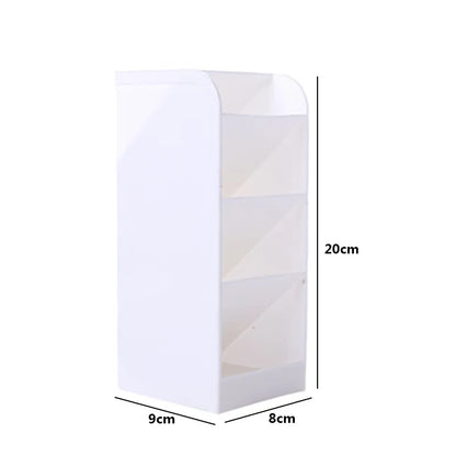 Desk Organizer Storage Box large diagonal insert White with dimensions perspective view