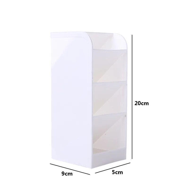 Desk Organizer Storage Box large diagonal insert white with dimensions perspective view