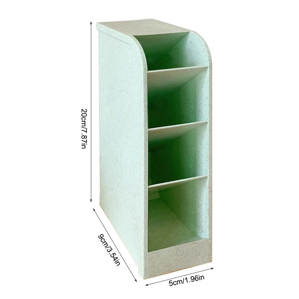 Desk Organizer Storage Box small diagonal insert green with dimensions perspective view