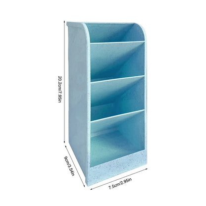 Desk Organizer Storage Box large diagonal insert Light blue stone with dimensions perspective view