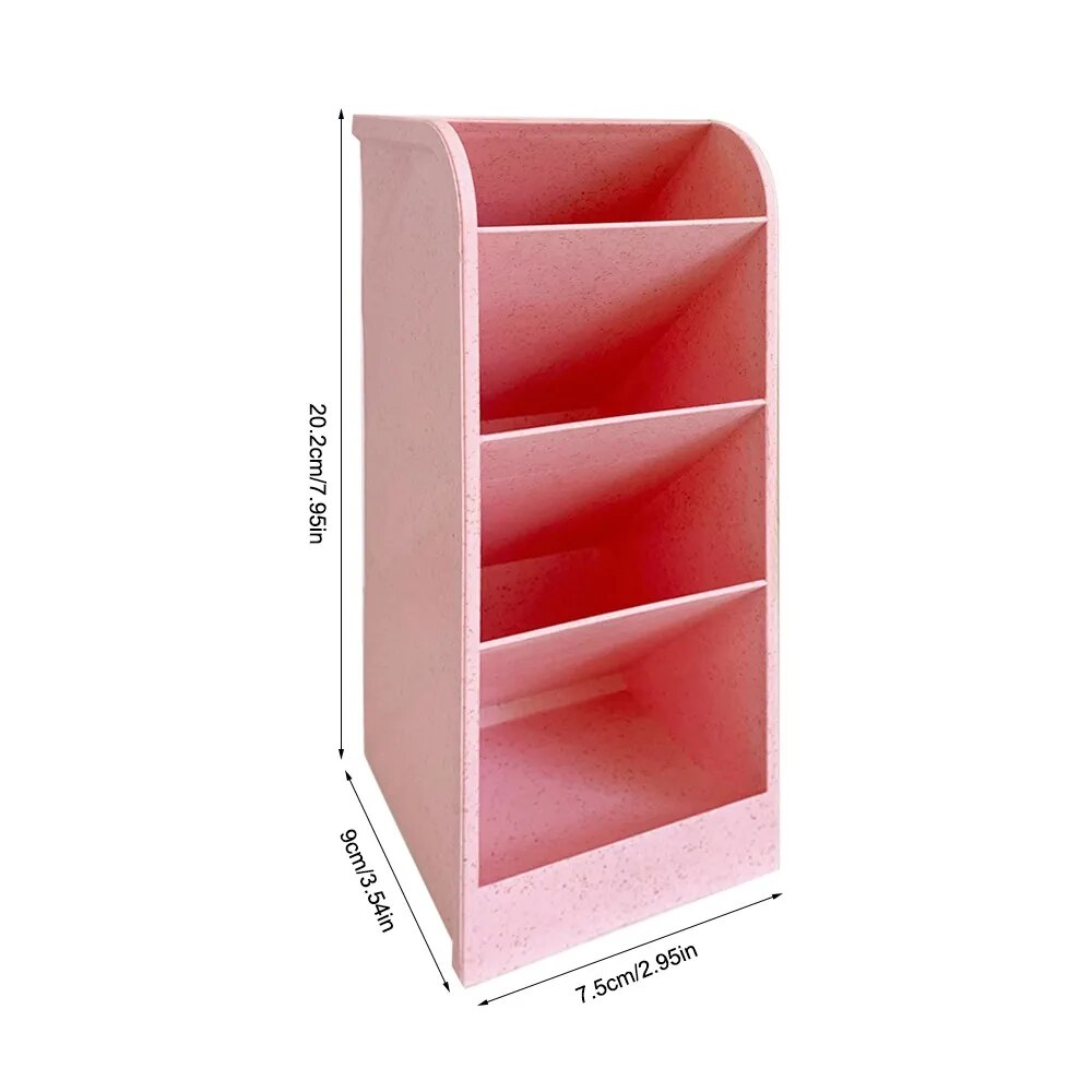 Desk Organizer Storage Box large diagonal insert pink stone with dimensions perspective view