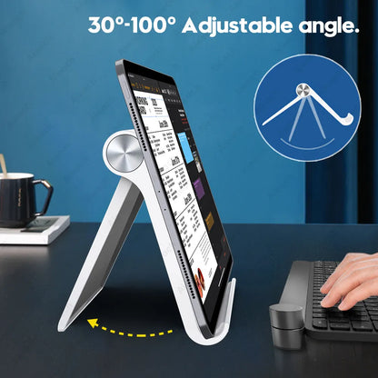 Desktop Tablet Holder for 7.9 to 11 inch Tablets or phones angle adjustment, side view