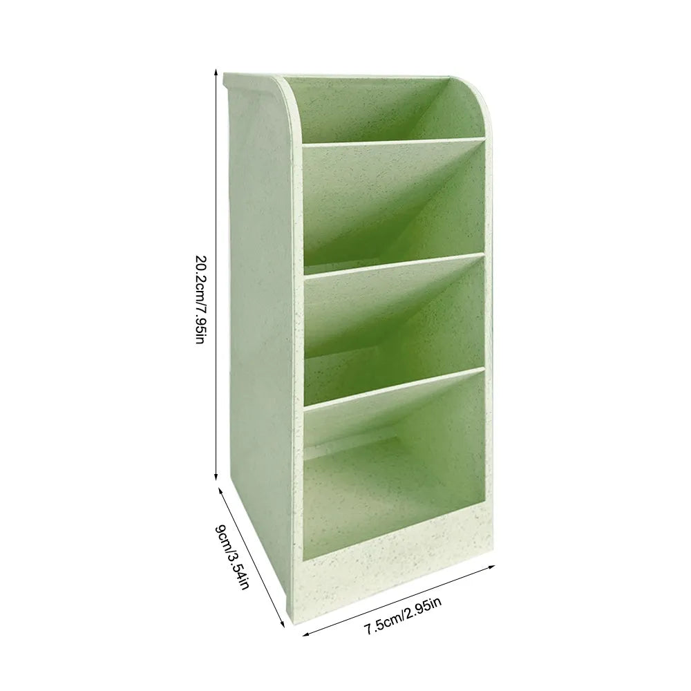 Desk Organizer Storage Box large diagonal green stone with dimensions perspective view