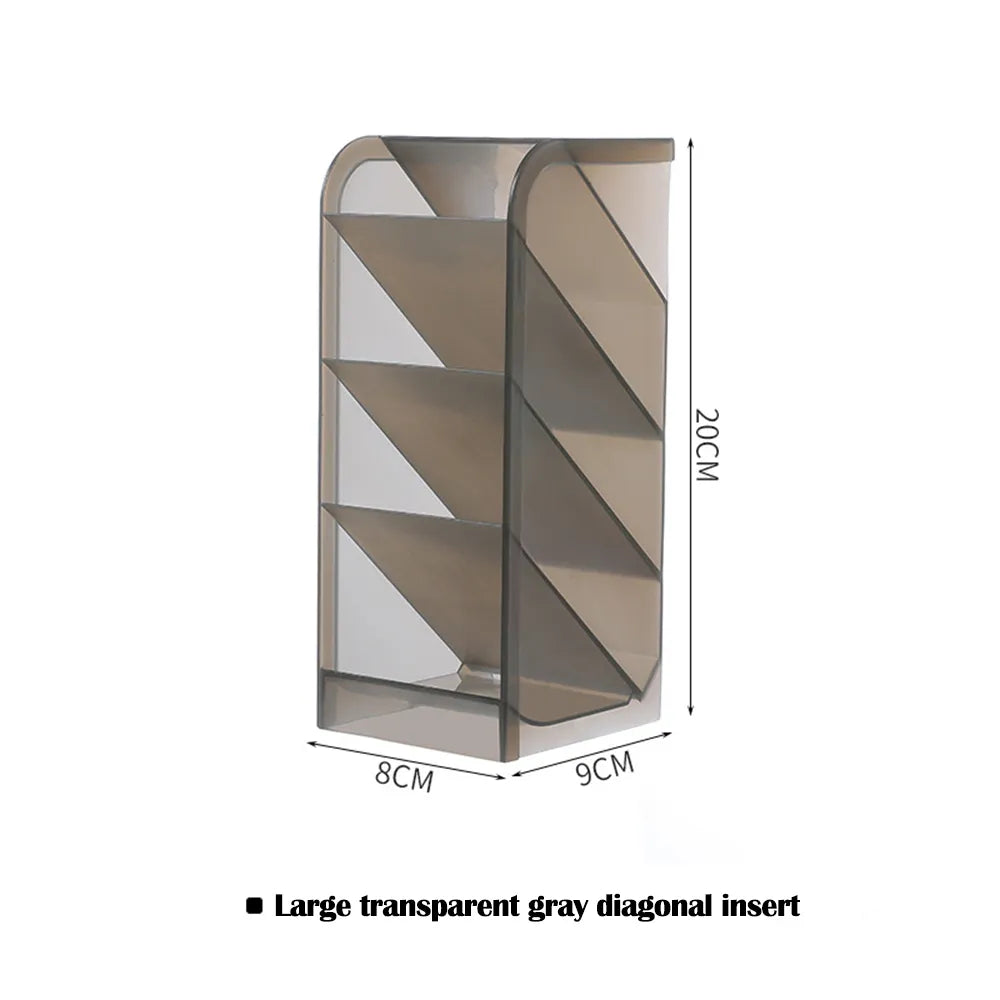 Desk Organizer Storage Box large diagonal insert smokey with dimensions perspective view