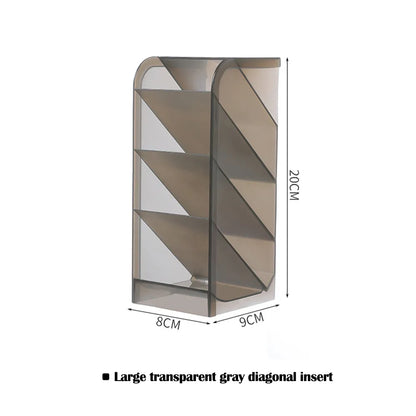 Desk Organizer Storage Box large diagonal insert smokey with dimensions perspective view