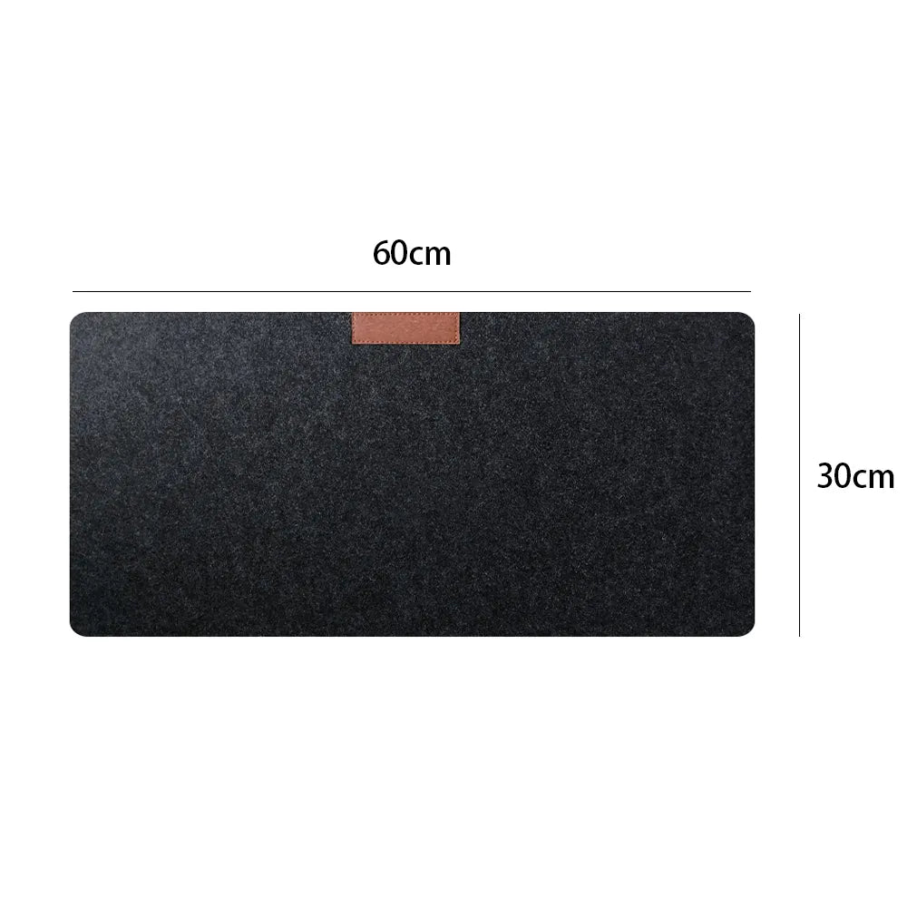 Felt mousepad or deskpad, Top view Black