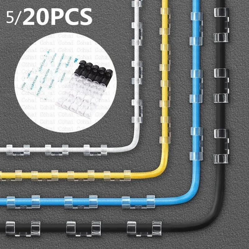 Cable Organizer Clips usw with different cables, top view