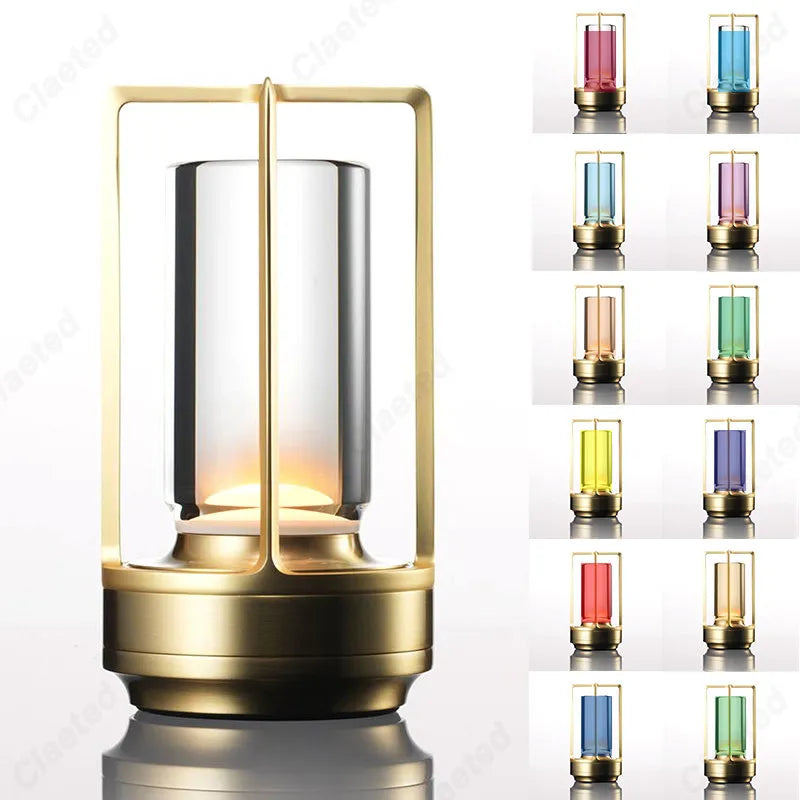 LED Cordless Metal Desk Lamp Gold with RGB light colours