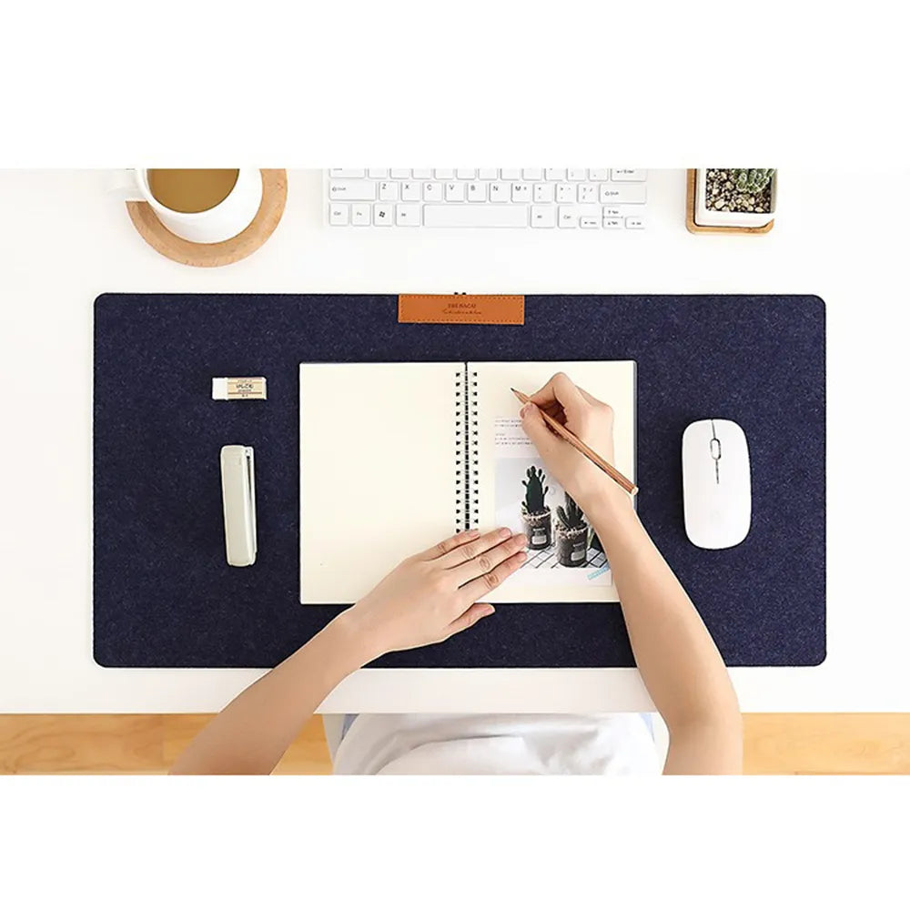 Felt mousepad or deskpad, Top view Blue