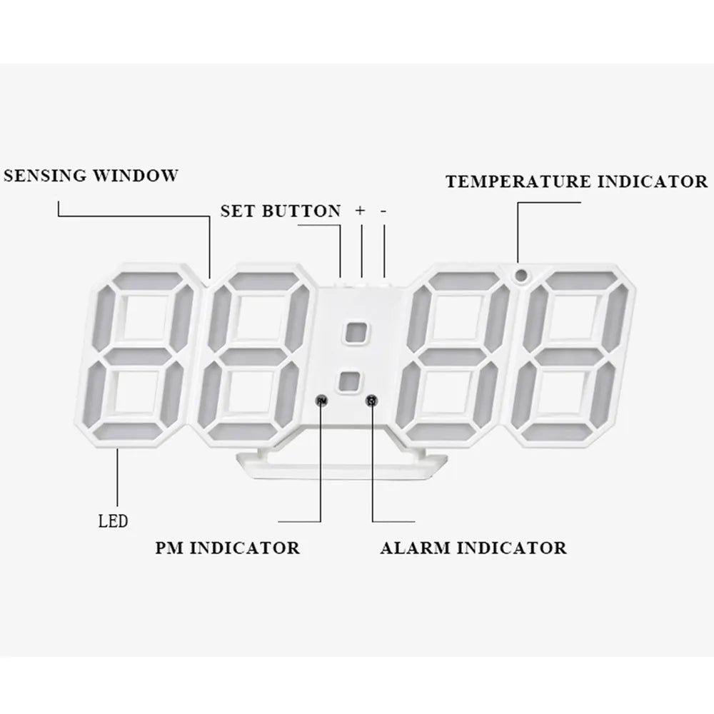 Large Smart 3d Digital Alarm Clock details, top view