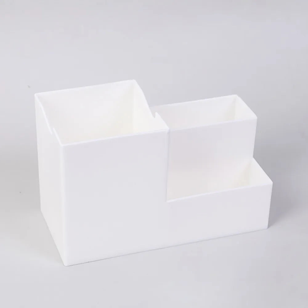 desk Organizer Storage Box white  rectanguar set, front view