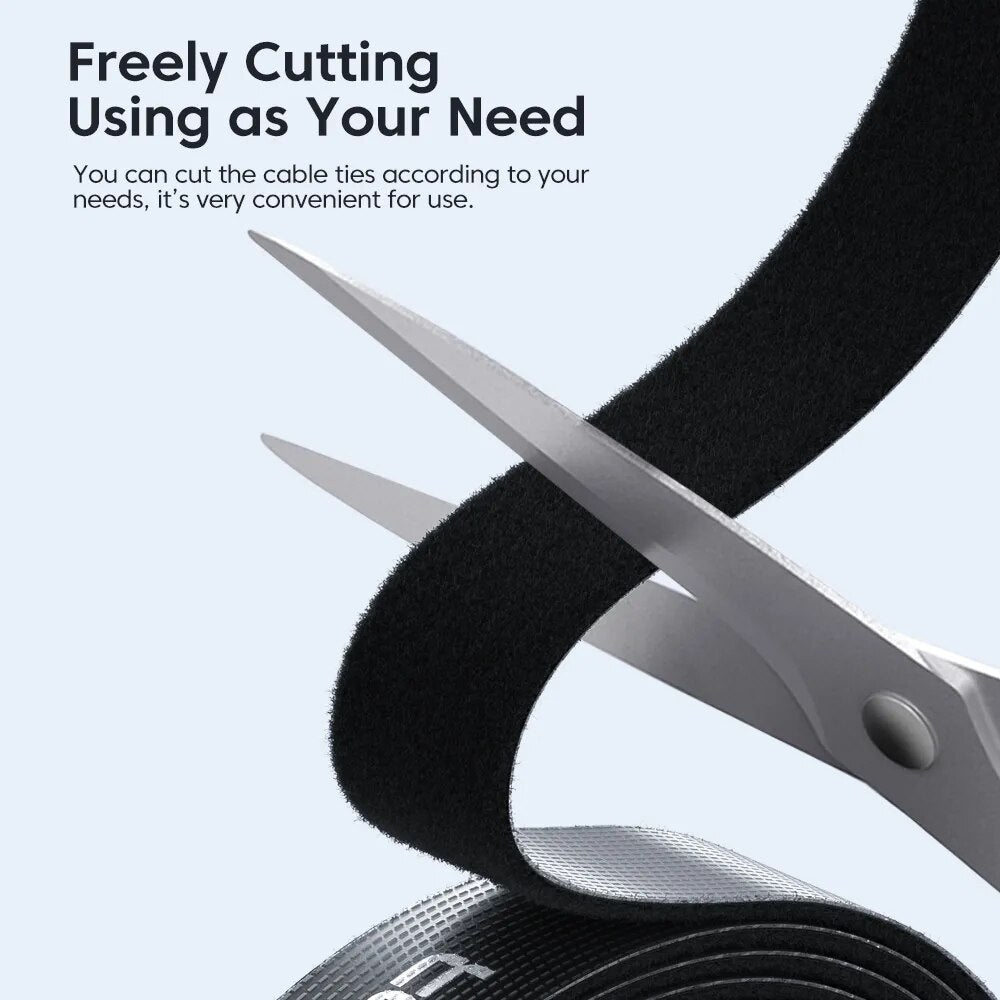 Toocki Hook and loop  Cable managemnt tape in black cut with scissors